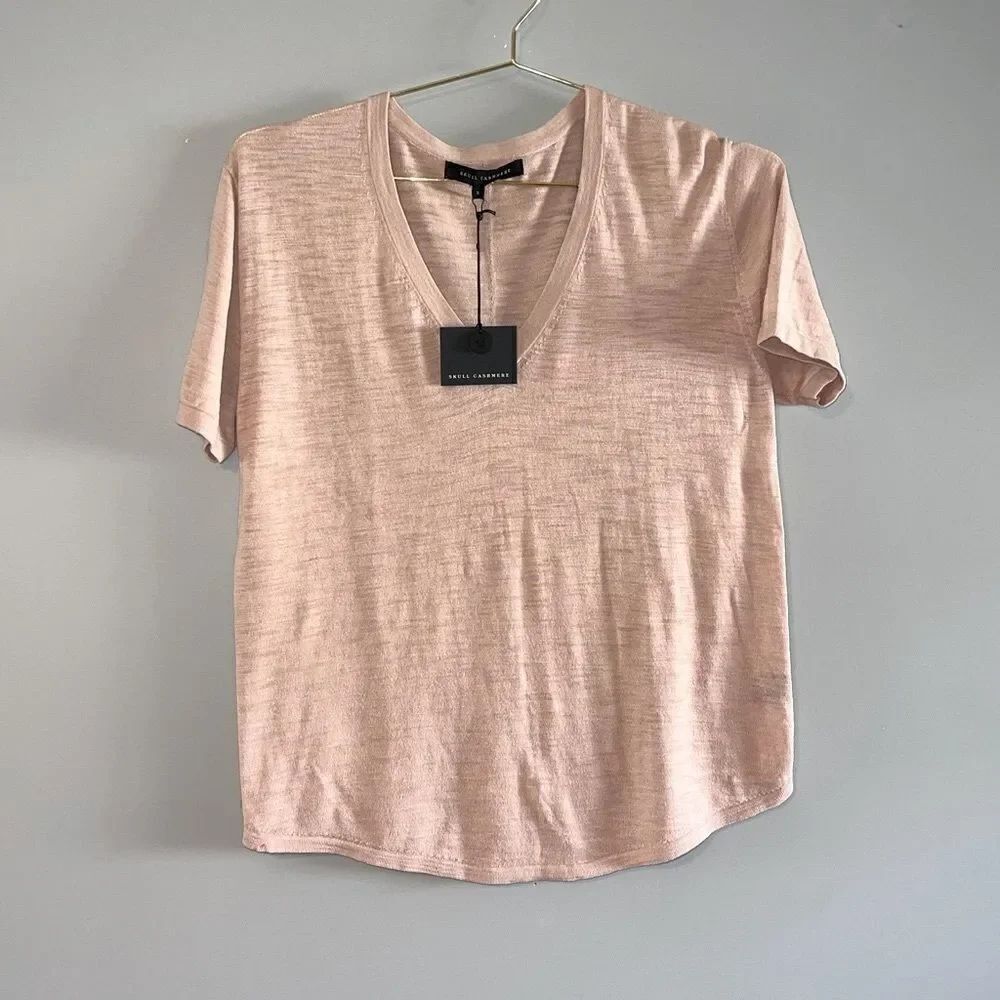 Skull Cashmere Short Sleeve Tee || SZ S || Blush